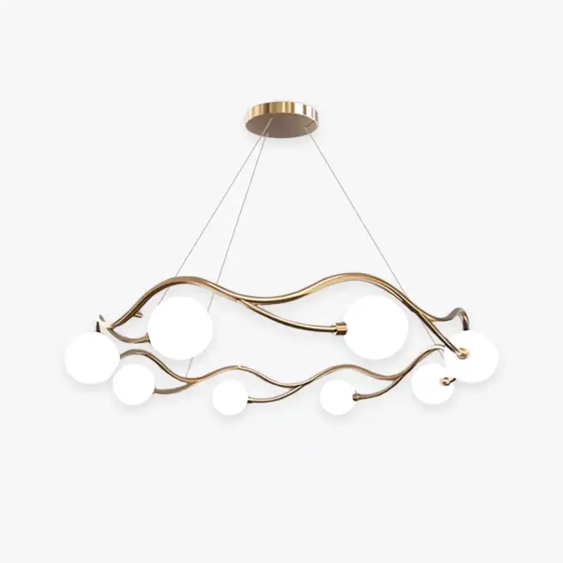 Valentina Lustre Modern Designe, Vague, Métal\\/Verre, Blanc\\/Or