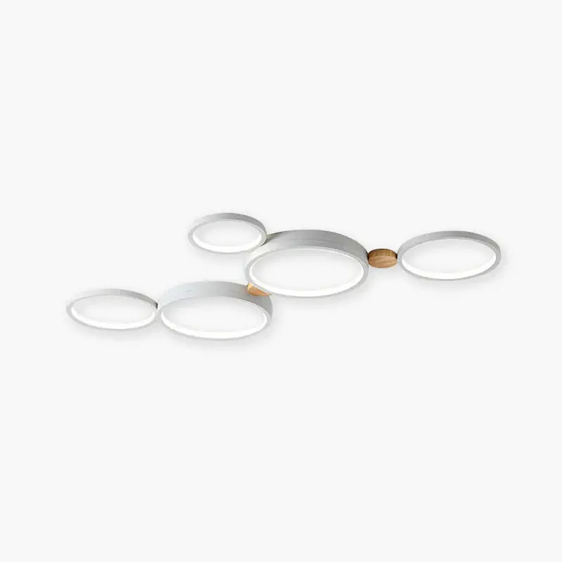 Arisha Plafonnier Rond Moderne, Métal\\/Bois, Blanc\\/Gris\\/Vert, Salon