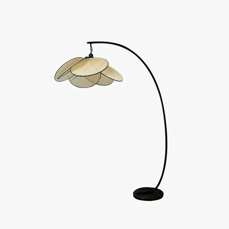 Ritta Lampadaire Fleur Naturel, Métal\\/Rotin, Beige, Salon\\/Chambre