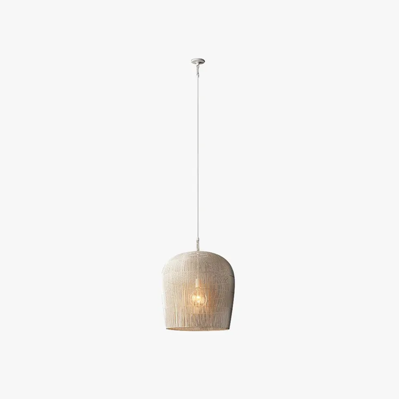 Ritta Suspension Cylindre Moderne, Metal\\/Rotin, Blanc\\/Noir, Salon