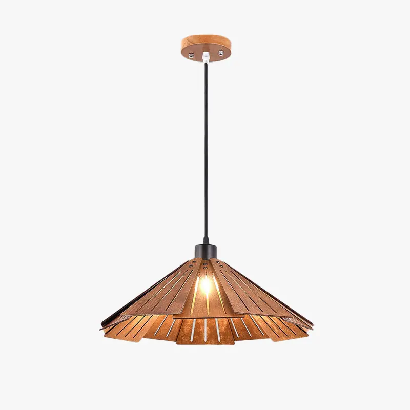 Muto Luminaires Suspension Rétro, Jaune\\/Brun, Métal & Bois