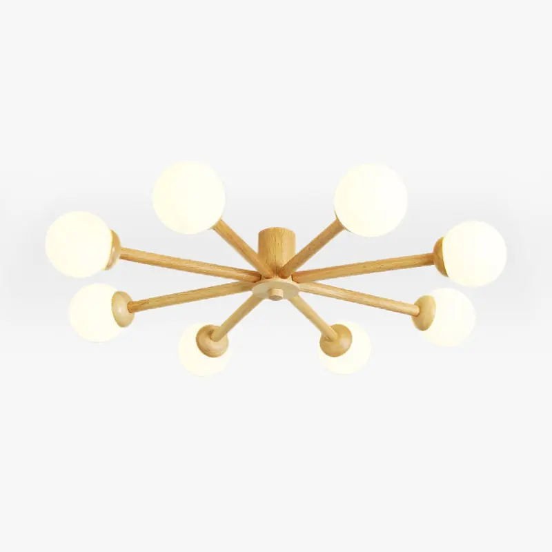 Muto Plafonnier Boule Moderne, Bois\\/Verre, Bois, Salon