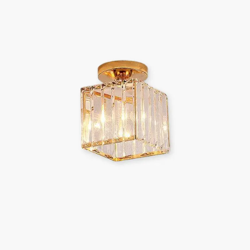 Kristy Plafonnier Carré\\/Rond Moderne,Cristal, Noir\\/Argent\\/Or, Salon