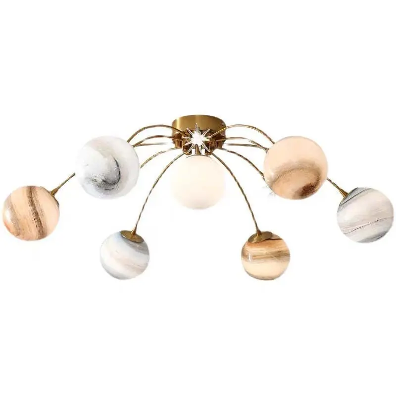 Moderne Plafonnier Boule Moderne, Verre\\/Métal, Doré, Salon