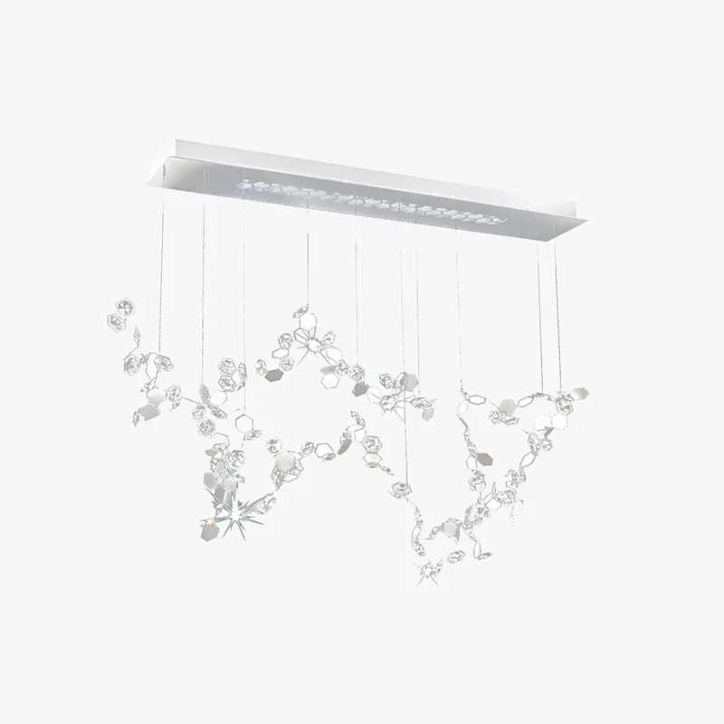 Olivia Supension Irrégulière Moderne, Métal\\/Cristal, Argent, Salle à Manger