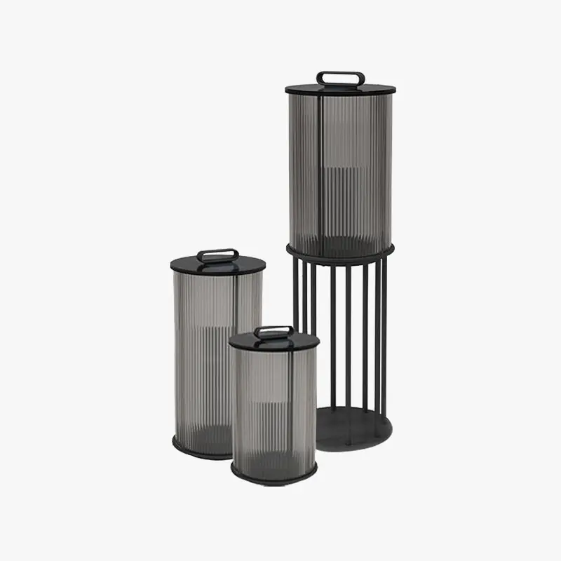 Ray Lampadaire Cylindre Simple, Métal\\/Verre, Gris, Jardin