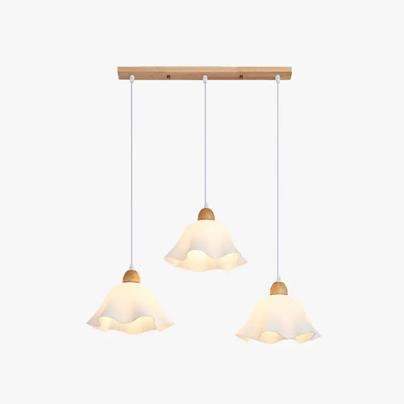 Muto Suspension Minimaliste en Forme de Fleure, Acrylique\\/Bois, Blanc, Salon\\/Salle à Manger