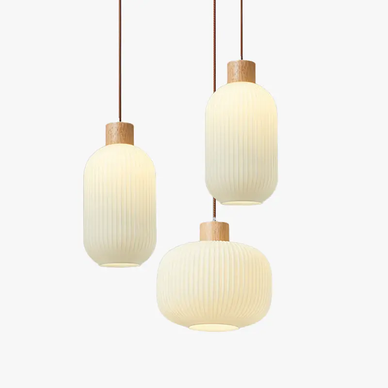Muto Luminaires Suspension LED Moderne Bois\\/Verre Salon\\/Salle à manger