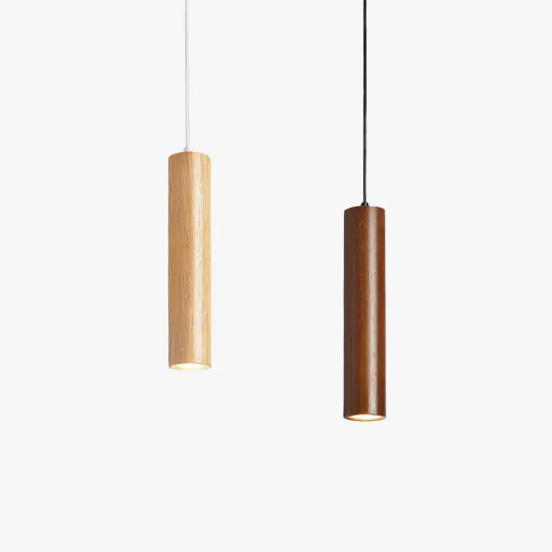 Muto Suspension Cylindre Moderne, Bois\\/Acrylique, Jaune\\/Brun, Salon