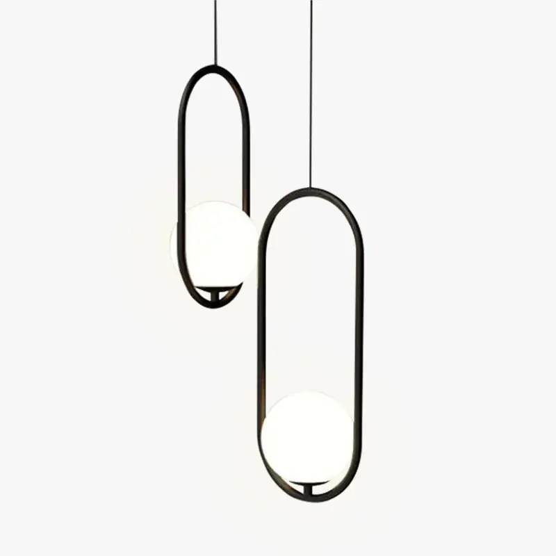 Valentina Suspension Anneau\\/Boule Moderne, Métal\\/Acrylique, Doré\\/Noir, Salon