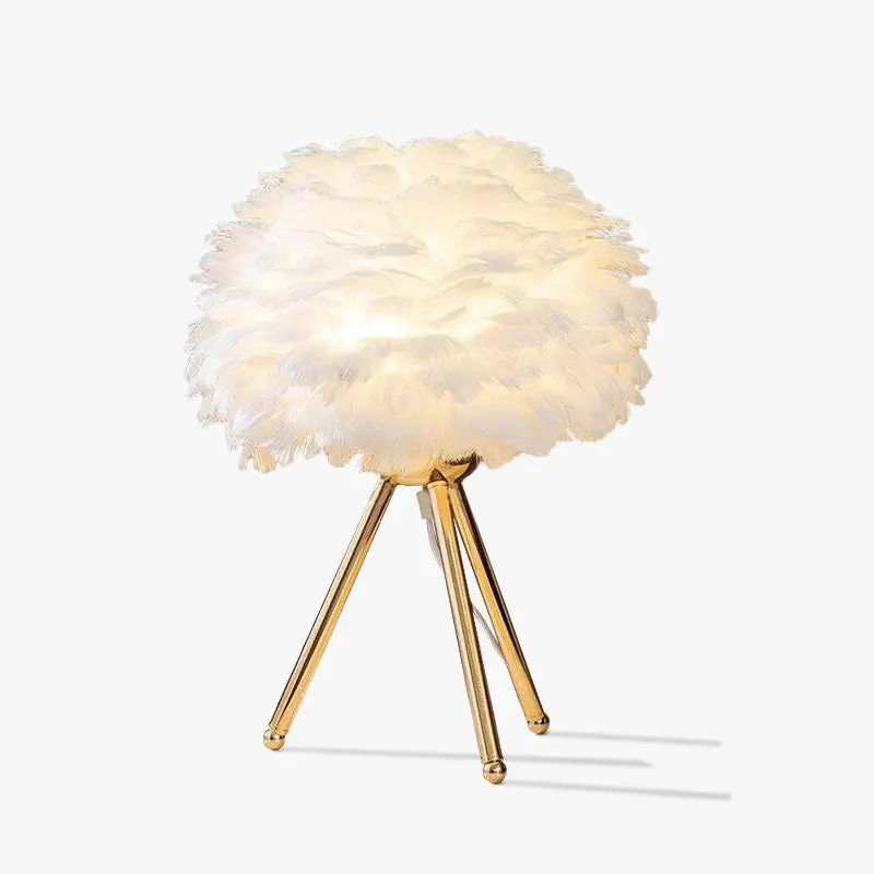 O'Moore Lampe de Table Fleur Nordique, Plume\\/Métal, Chambre