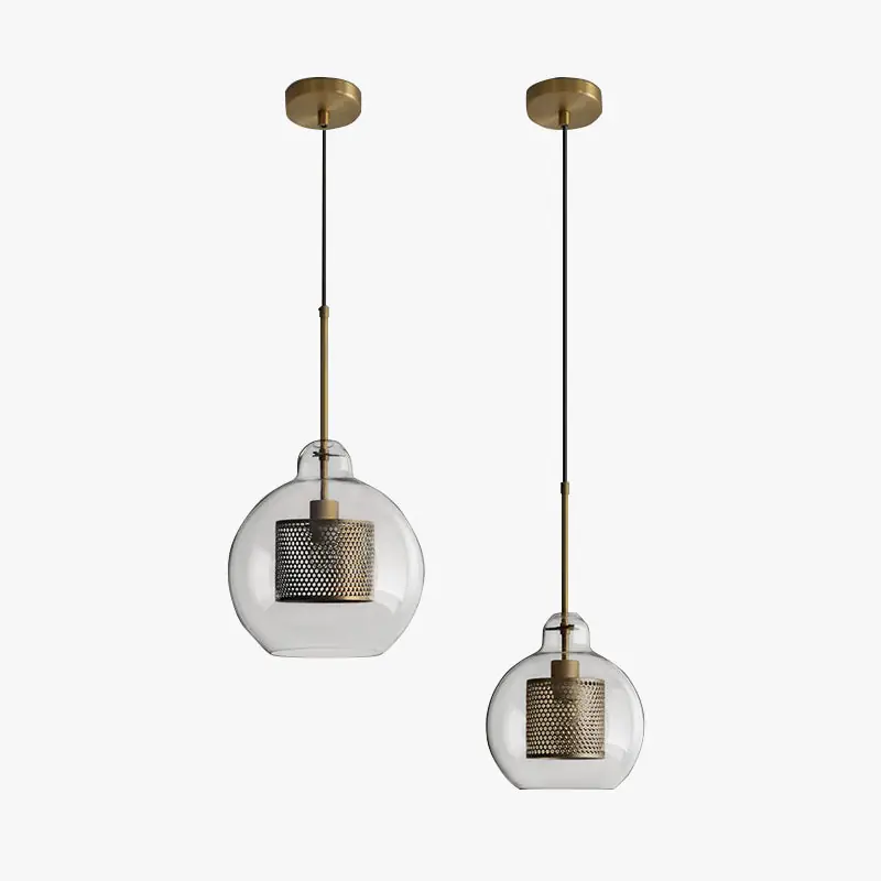 Kristy Suspension Globe\\/Cylindre Moderne, Métal\\/Verre, Doré\\/Argent, Salon