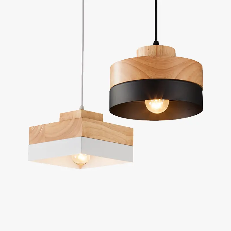 Valentina  Suspension, Métal\\/Bois, Noir\\/Blanc, Salle à Manger\\/Salon