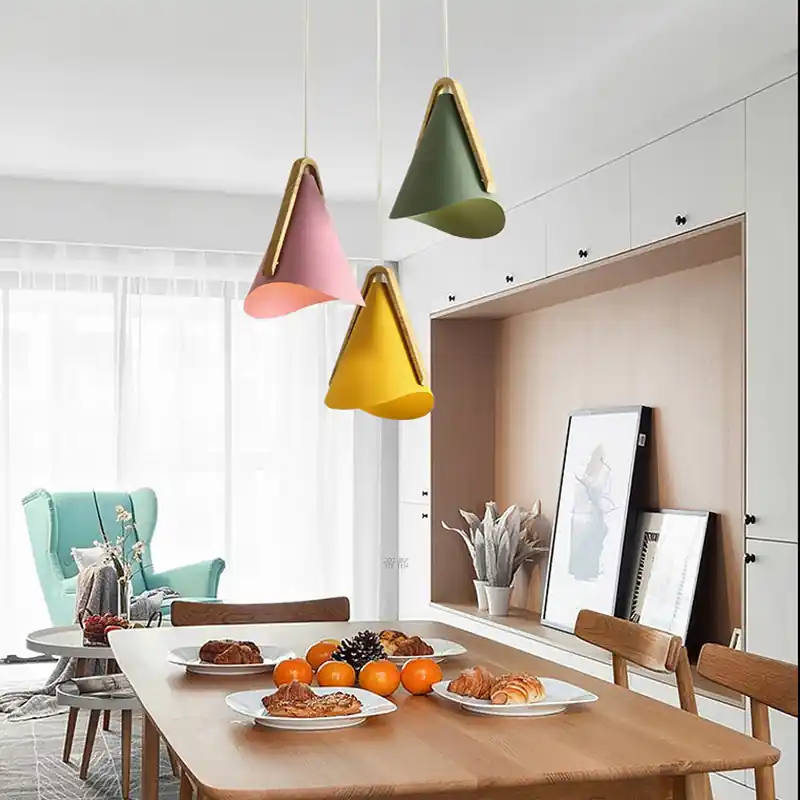 Valentina  Suspension 5 Couleurs, Bois\\/Métal Vert\\/Rose Salon