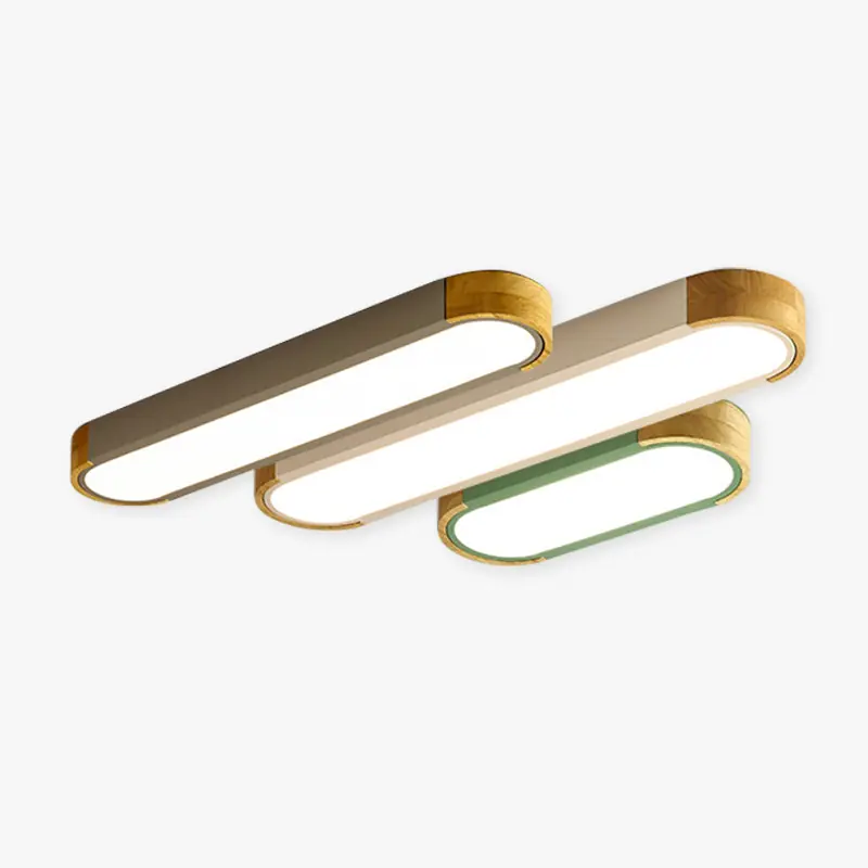 Valentina Plafonnier Barre Longue Moderne, Bois\\/Acrylique, Blanc\\/Gris\\/Vert