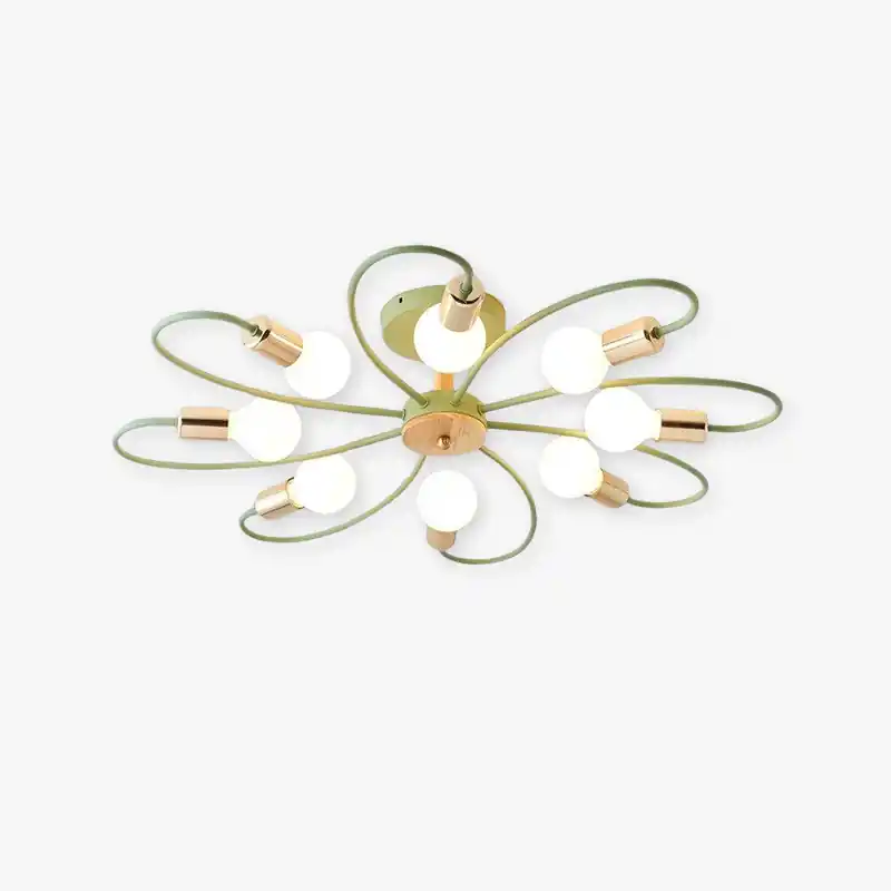 Aria Plafonnier Fleur Nordique, Metal\\/Verre, Vert\\/Gris, Chambre