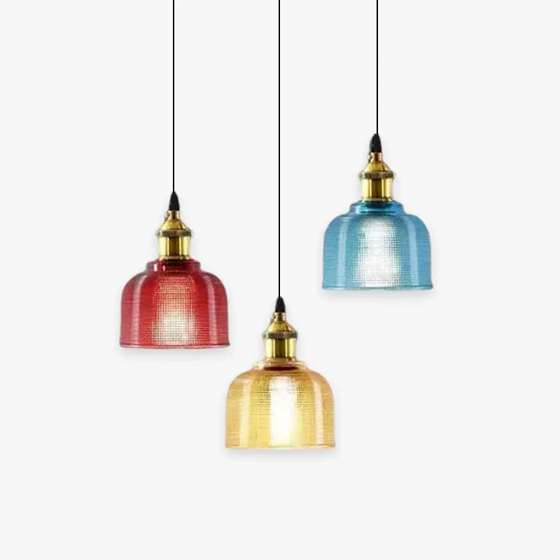Valentina Vintage Luminaires Suspension, Bleu\\/Rouge\\/Transparent\\/Ambre