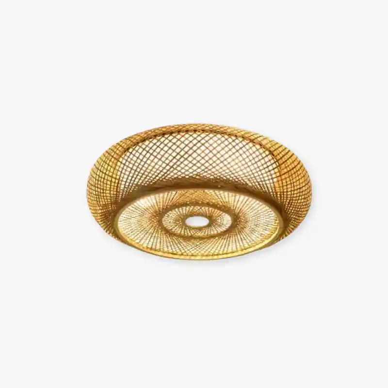 Ritta Plafonnier Rond Naturel, Rotin, Bois, Salon