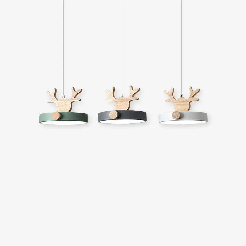Valentina Suspension Rond Mignon Moderne Métal\\/Bois Vert\\/Noir Salle à manger
