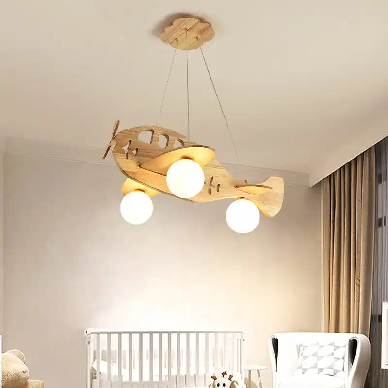 Aria Luminaires Suspension Avion Moderne, Bois, Chambre d'Enfant\\/Salon
