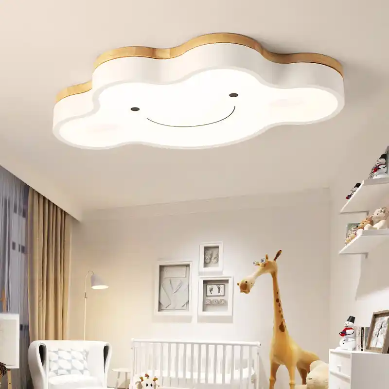 Aria Plafonnier Nuage Moderne, Acrylique\\/Bois, Blanc\\/Vert\\/Rose, Chambre