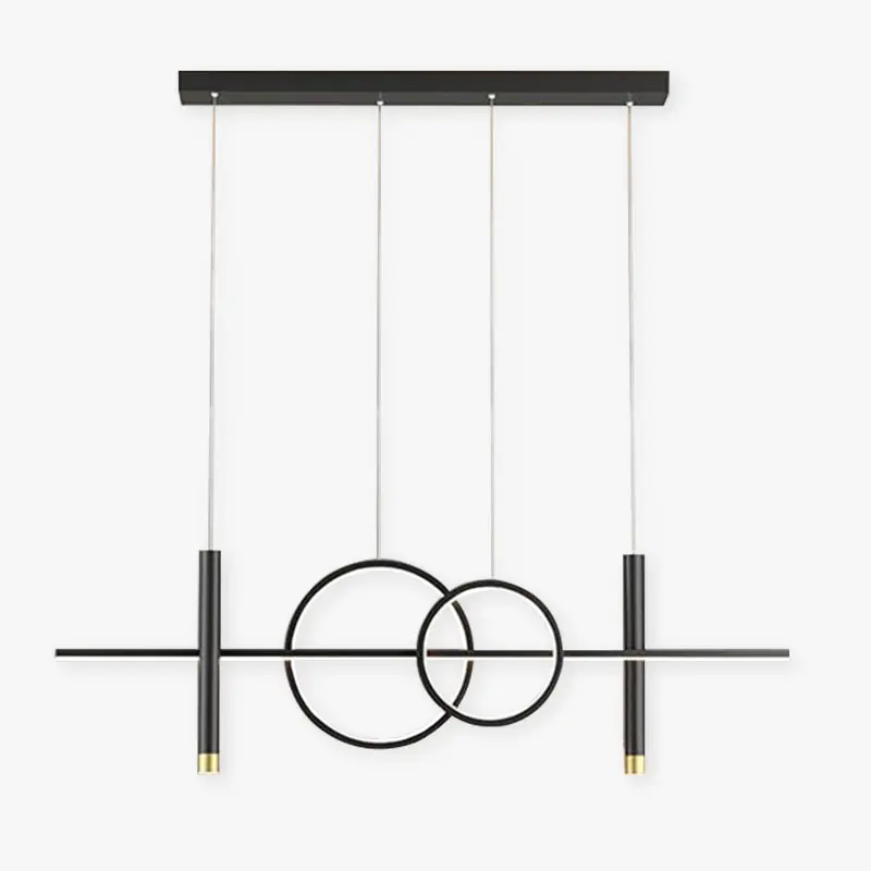 Arisha Suspension Circulaire Moderne LED Métal Noir\\/Or Salon\\/Salle à manger