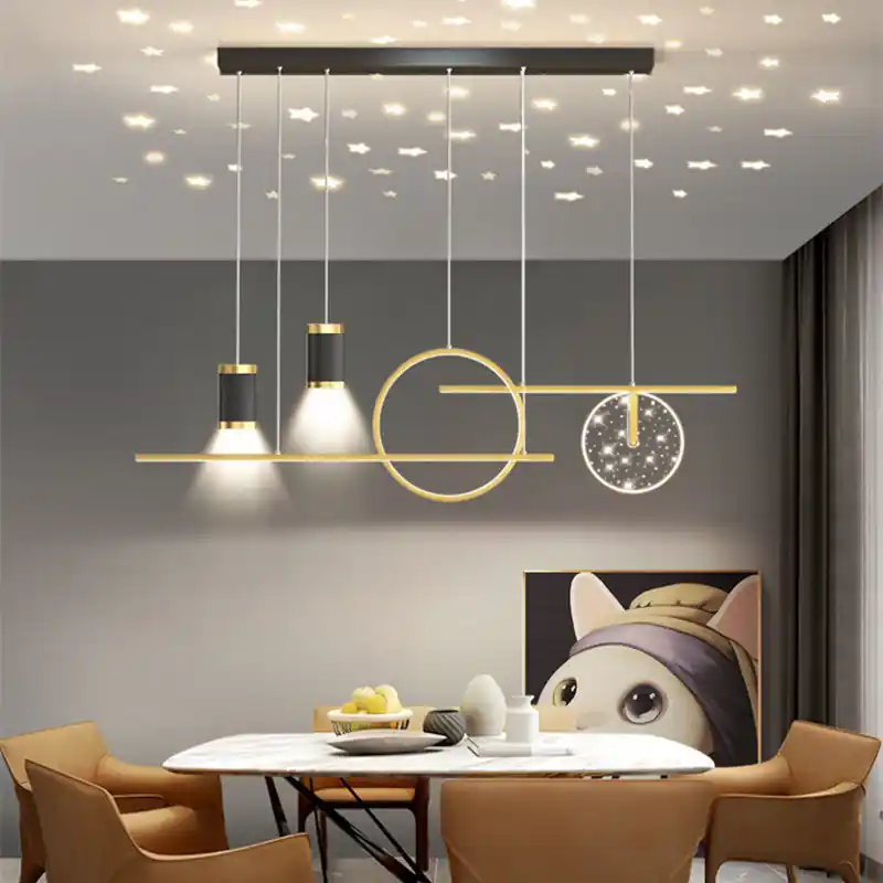 Arisha Luminaires Suspension Etoilé Moderne, Métal, Noir\\/Blanc\\/Or, Salon