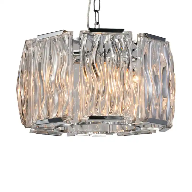 Kristy Lustre Rectangulaire Cristal, Métal\\/Cristal, Dégagé\\/Champagne, Salon