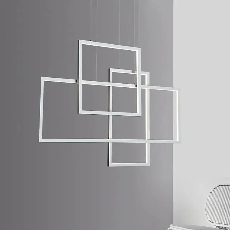 Arisha Lustre Rectangulaire Moderne, Métal\\/Gel de Silice, Noir\\/Blanc, Salon