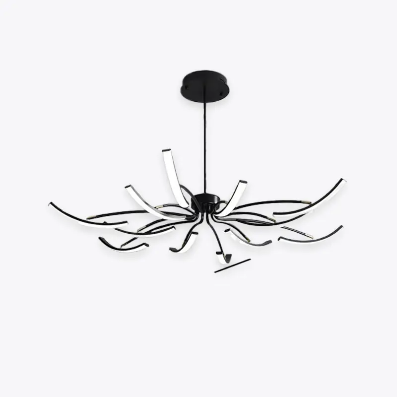 Kristy Moderne Lustre Linéaire Moderne, Métal\\/Gel de Silice, Noir\\/Blanc\\/Doré, Salon