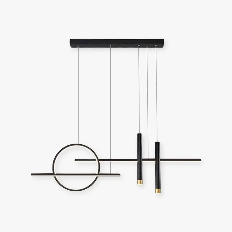 Arisha Suspension Linéaire Moderne, Métal\\/Acrylique, Noir\\/Or, Bar\\/Restaurant