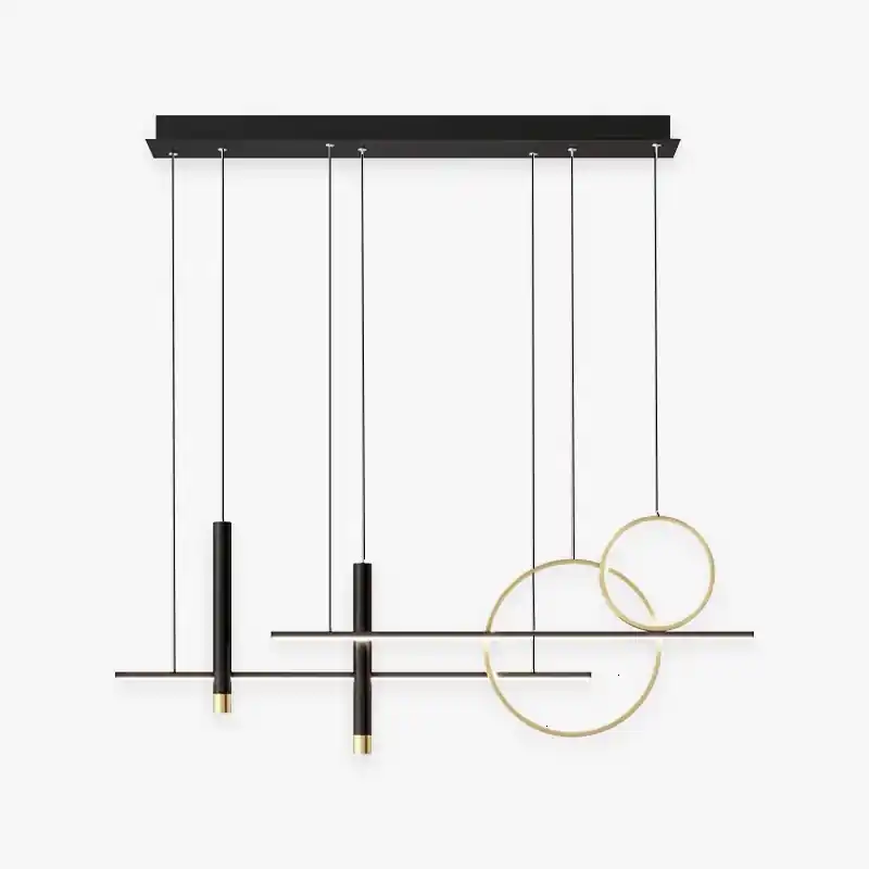 Arisha Suspension Linéaire Moderne, Métal\\/Acrylique\\/Gel de Silice, Noir\\/Doré,Salon