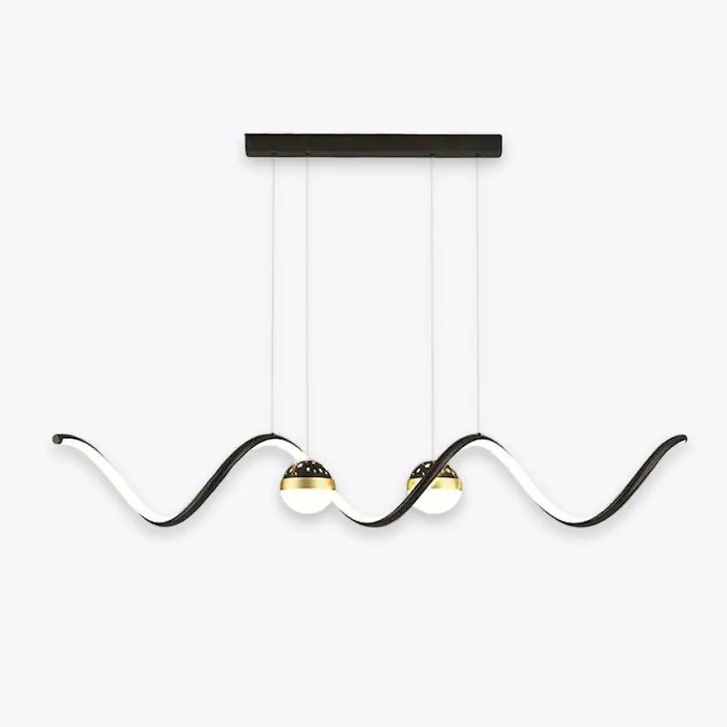 Arisha Suspension Linéaire Nordique, Métal\\/Acrylique, Noir\\/Blanc\\/Doré, Salon