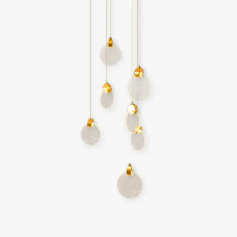 Kristy Suspension Ronde Nordique, Métal\\/Cristal, Doré, Escalier\\/Salon