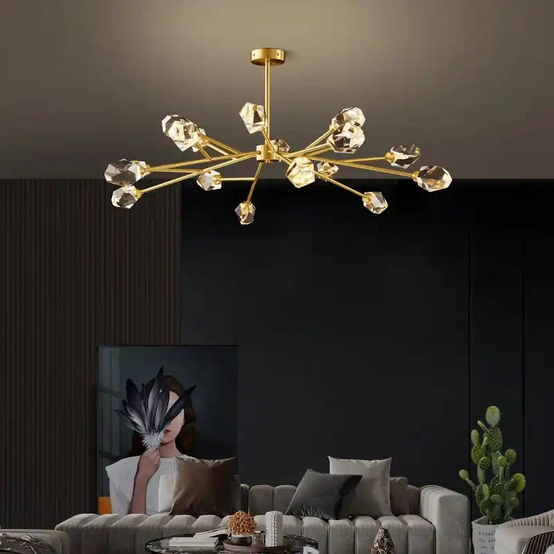 Kristy Lustre Linéaire Cristal, Métal\\/Cristal, Doré, Salon