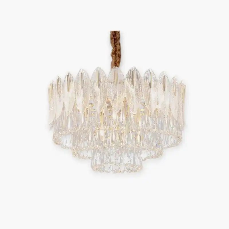 Kristy Lustre Plume Cristal, Métal\\/Cristal, Doré, Salon