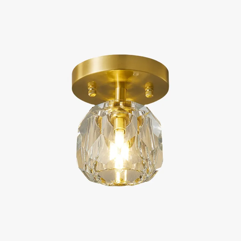 Kristy Plafonnier Diamant Cristal, Métal\\/Cristal, Doré, Salon
