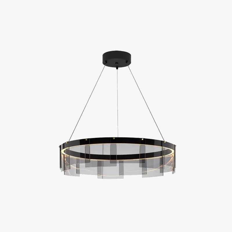 Arisha Suspension Anneau Moderne, Métal\\/Verre, Noir, Chambre à Coucher\\/Salon