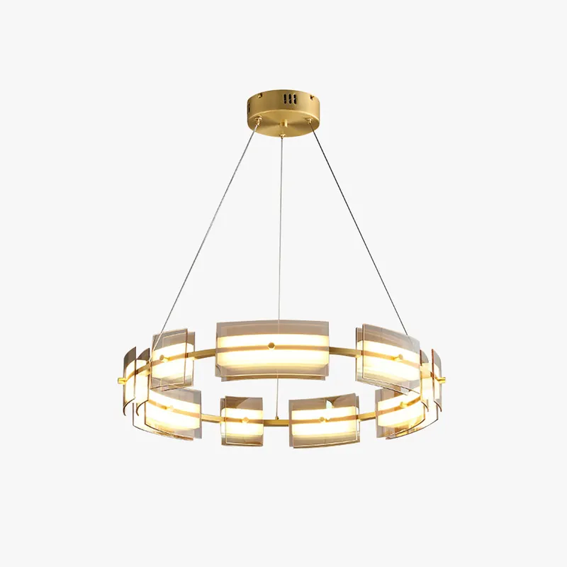 Arisha Suspension Anneau Simple, Cuivre\\/Verre, Noir\\/Or, Salon\\/Chambre