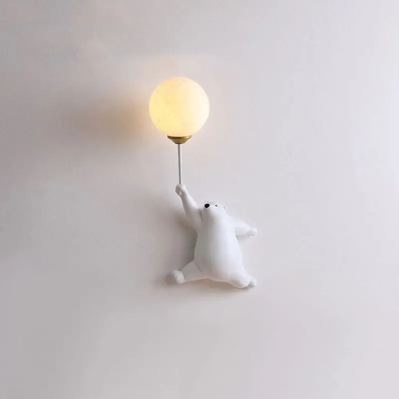 Aria Applique Murale Ours Ballon Moderne Animale, Blanc\\/Bleu\\/Rose, Salon