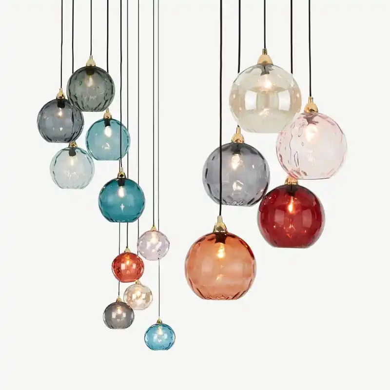 Valentina Suspension Boule Ondulation Nortique Métal\\/Verre Vert\\/Gris Salon