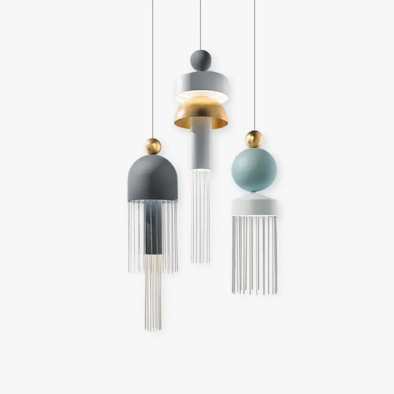Valentina Suspension Irrégulière Géométrique, Metal, Bleu\\/Gris, Salon