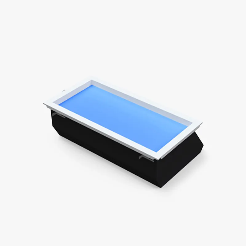 Ray Plafonnier Rectangle Moderne, Métal\\/Verre, Bleu, Salon