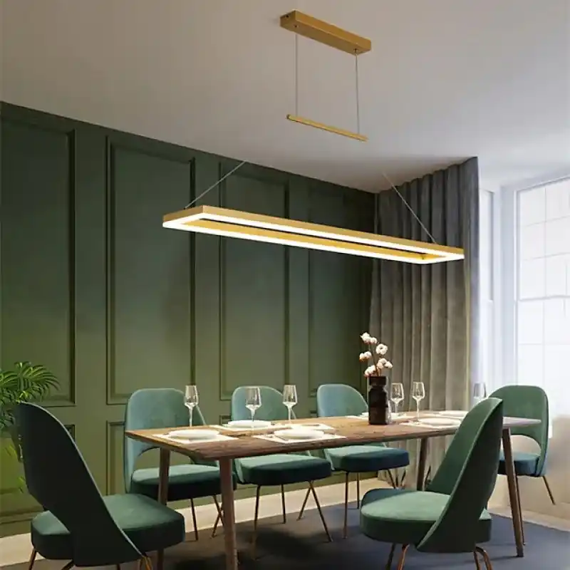 Ray Suspension Rectangulaire Contemporaine, Metal, Café\\/Or, Chambre