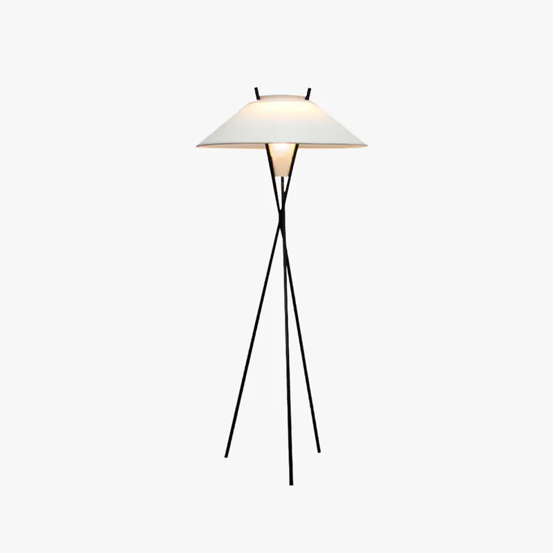 Arisha Lampadaire Trépied Simple, Métal\\/Tissu, Blanc, Chambre\\/Salon