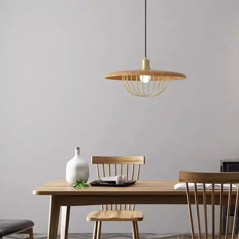 Arisha Suspension Ronde Moderne LED Luxe Métal, Or\\/Gris\\/Noir\\/Marron\\/Bois, Salon