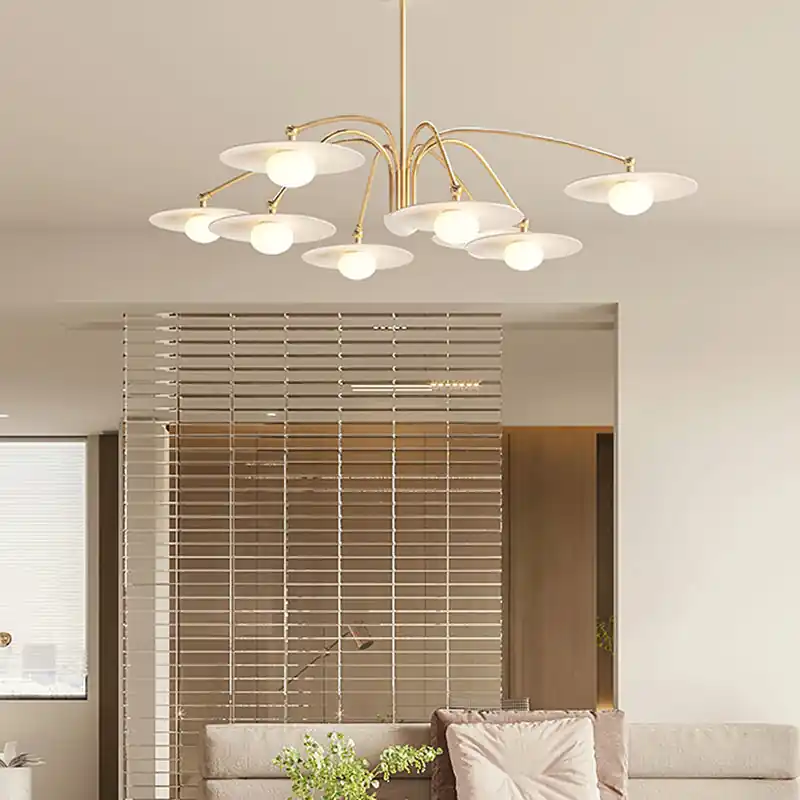Arisha Suspension Fleur Art Déco,  Métal\\/Verre, Blanc, Salon