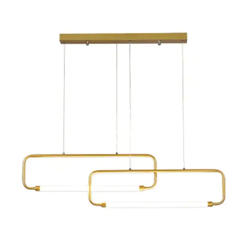 Arisha Suspension Luminaires Rectangulaire LED, Métal, Noir\\/Or, Salle à Manger