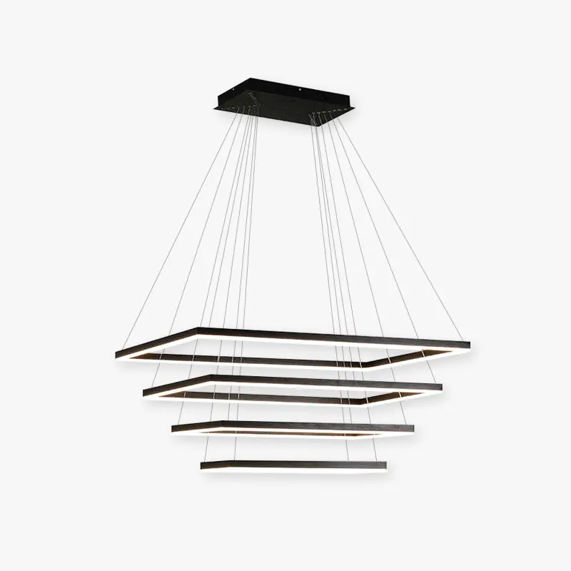 Arisha Suspension Rectangulaire Nordique, Métal\\/Acrylique, Noir, Chambre à Coucher\\/Salon