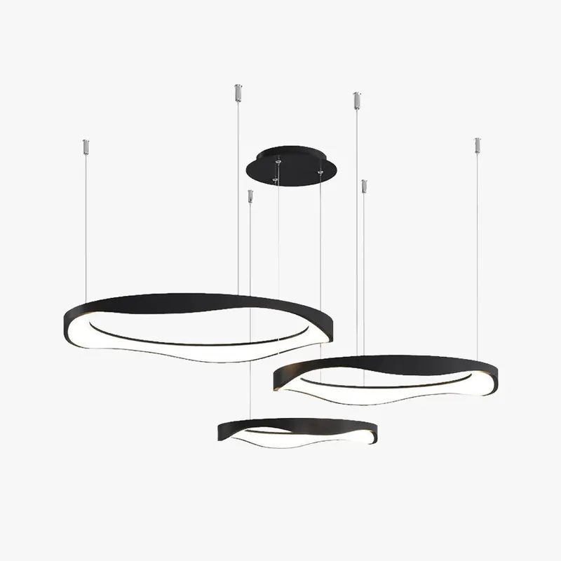 Arisha Suspension Ronde Moderne, Métal\\/Acrylique, Noir\\/Blanc, Salle de Séjour\\/Salle à Manger